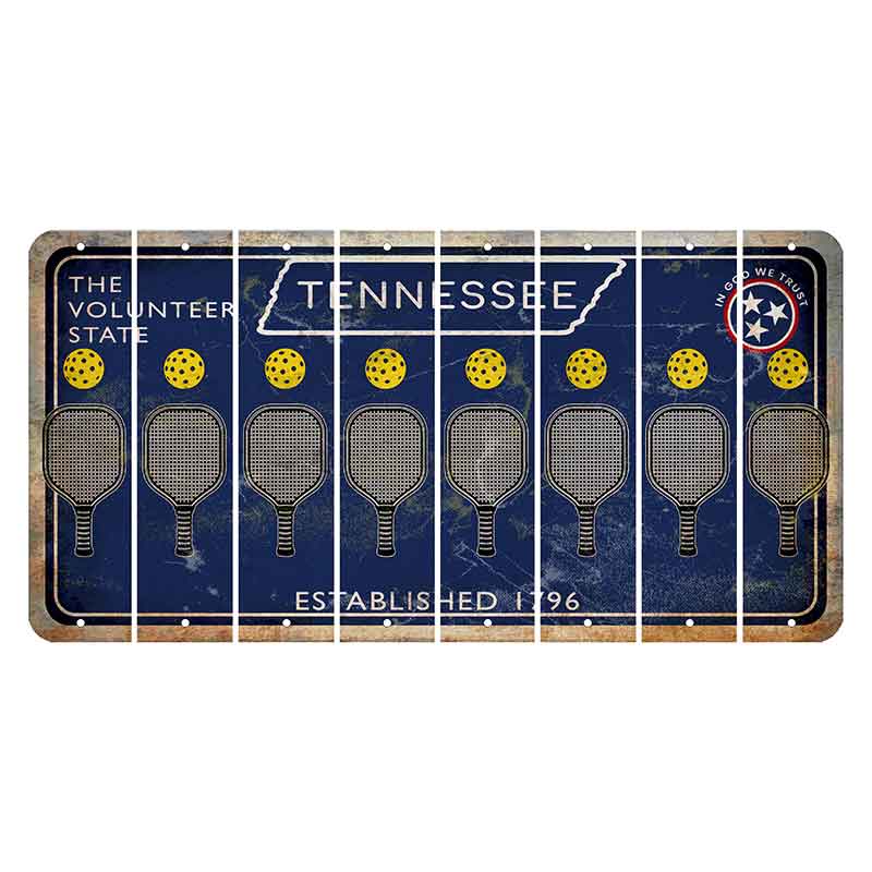 Tennessee Blue Cut License Plate Strips (Set of 8) Pickleball