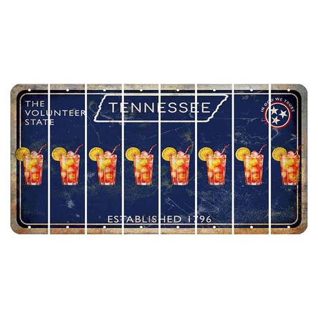 Tennessee Blue Cut License Plate Strips (Set of 8) Cocktail