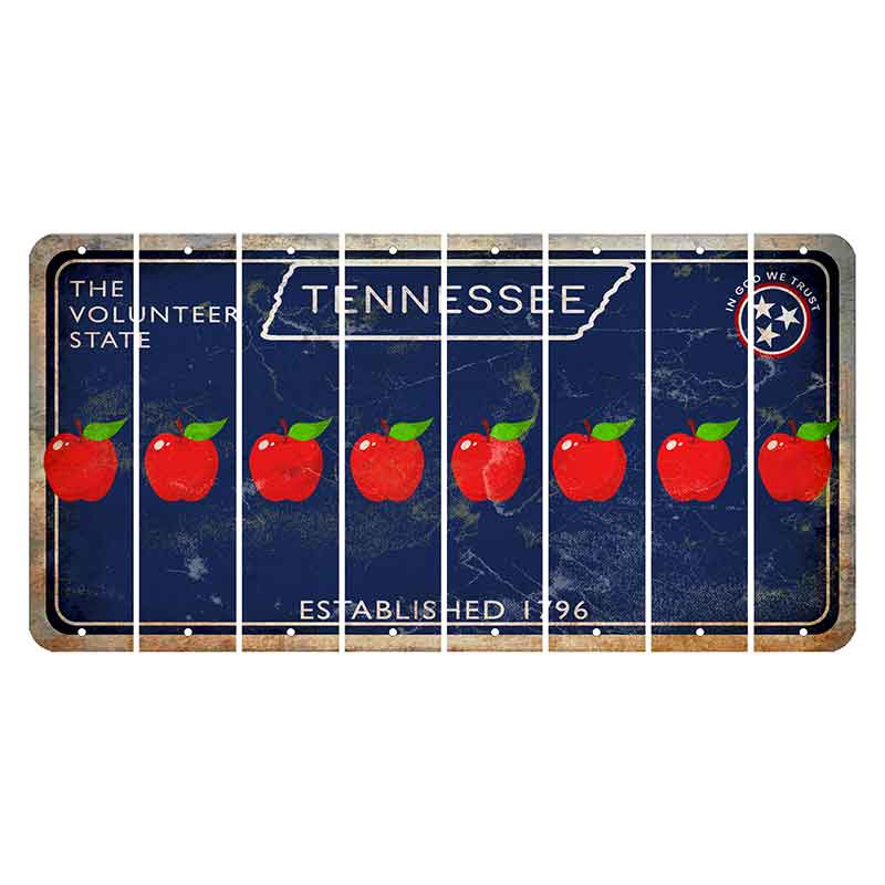 Tennessee Blue Cut License Plate Strips (Set of 8) Apple