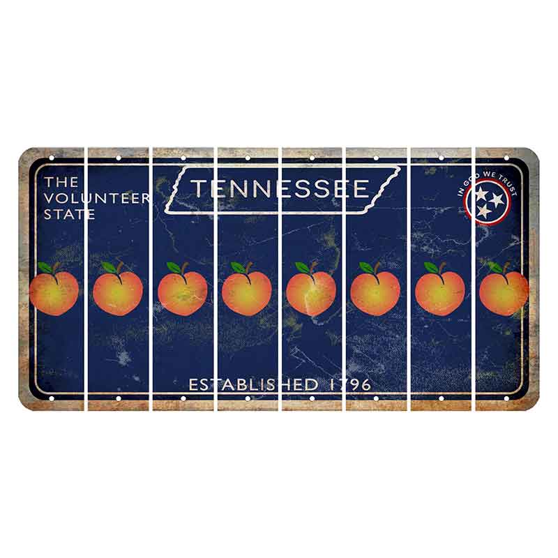 Tennessee Blue Cut License Plate Strips (Set of 8) Peach