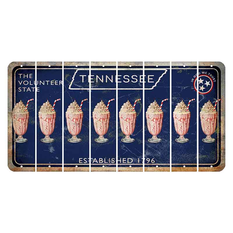 Tennessee Blue Cut License Plate Strips (Set of 8) Milkshake