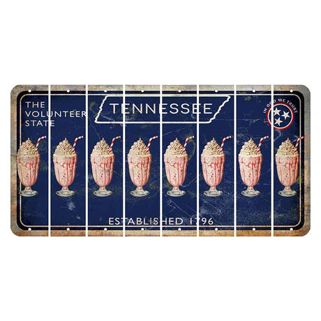 Tennessee Blue Cut License Plate Strips (Set of 8) Milkshake