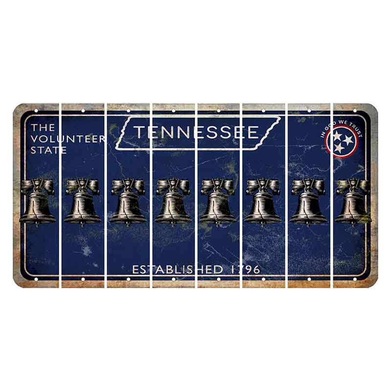 Tennessee Blue Cut License Plate Strips (Set of 8) Liberty Bell