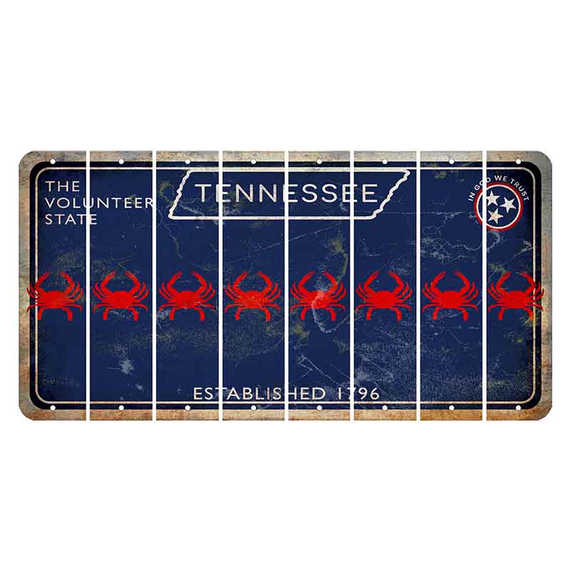 Tennessee Blue Cut License Plate Strips (Set of 8) Crab