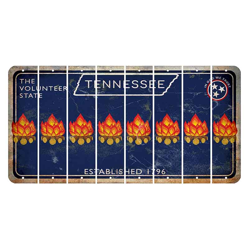 Tennessee Blue Cut License Plate Strips (Set of 8) Campfire