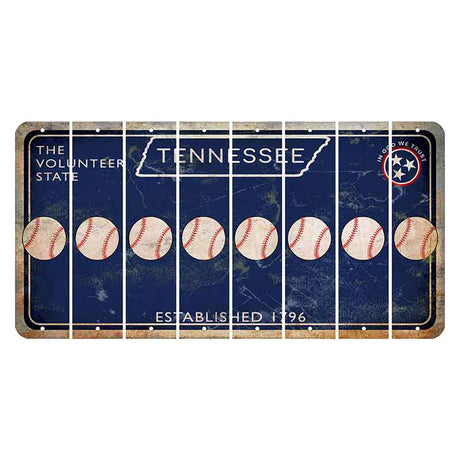 Tennessee Blue Cut License Plate Strips (Set of 8) Baseball