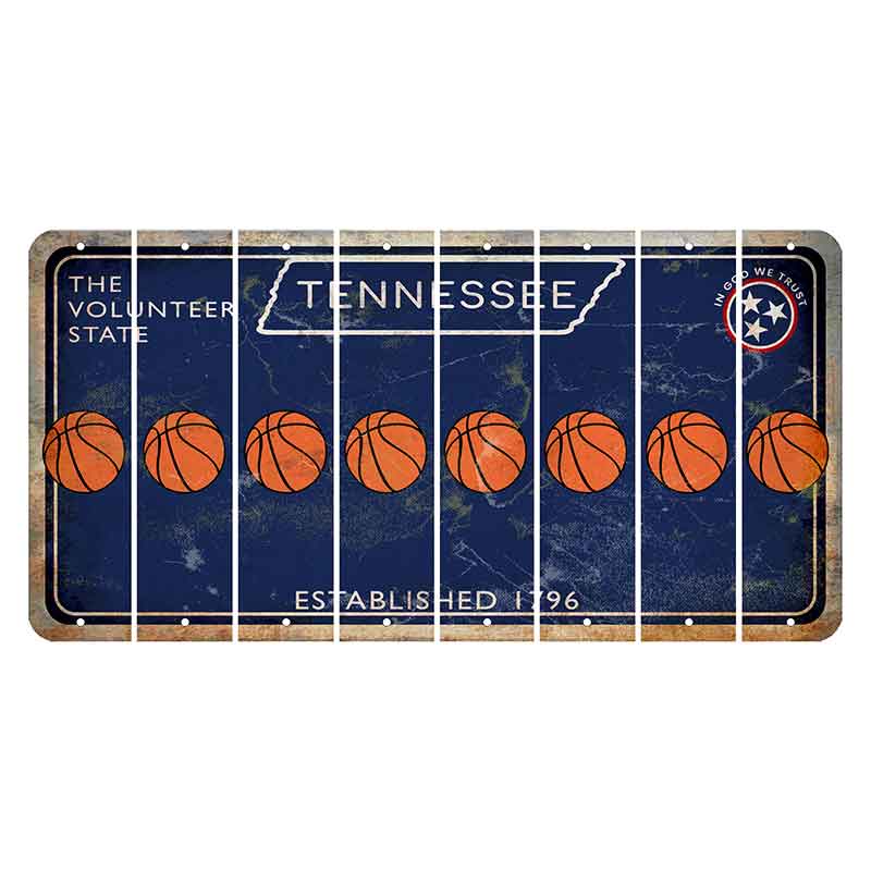 Tennessee Blue Cut License Plate Strips (Set of 8) Basketball