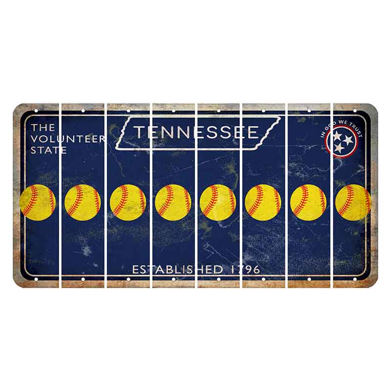 Tennessee Blue Cut License Plate Strips (Set of 8) Softball