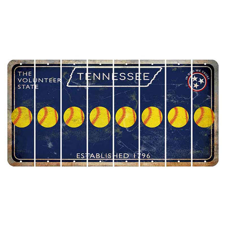 Tennessee Blue Cut License Plate Strips (Set of 8) Softball