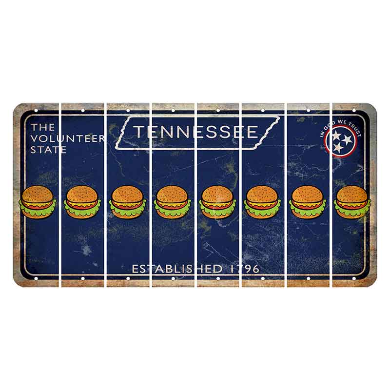 Tennessee Blue Cut License Plate Strips (Set of 8) Hamburger