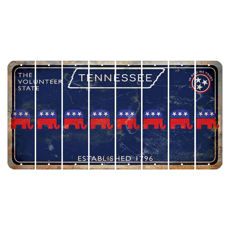 Tennessee Blue Cut License Plate Strips (Set of 8) Republican