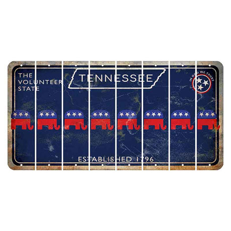 Tennessee Blue Cut License Plate Strips (Set of 8) Republican