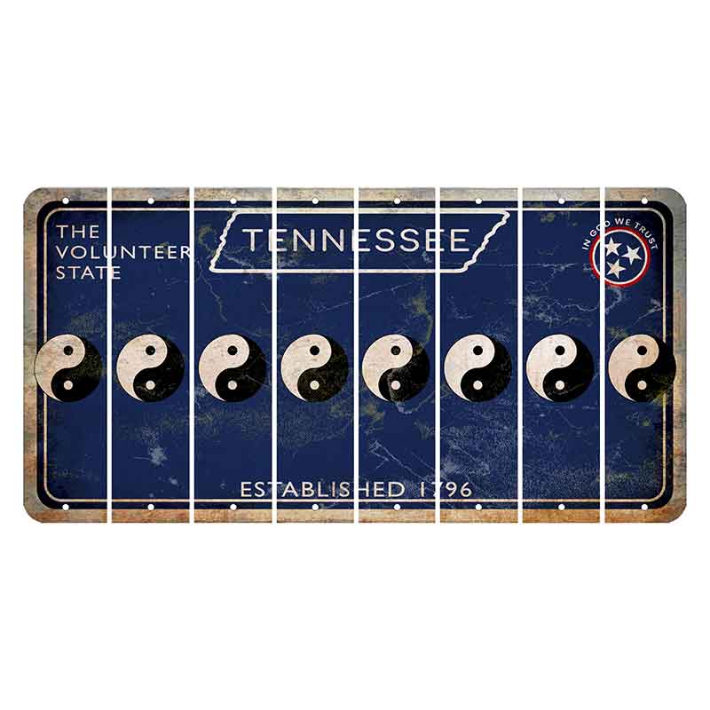 Tennessee Blue Cut License Plate Strips (Set of 8) Yin Yang