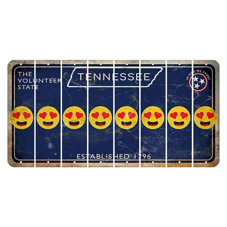 Tennessee Blue Cut License Plate Strips (Set of 8) Emoji - Heart Eyes