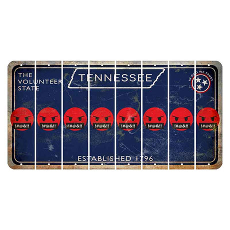 Tennessee Blue Cut License Plate Strips (Set of 8) Emoji - Pissed