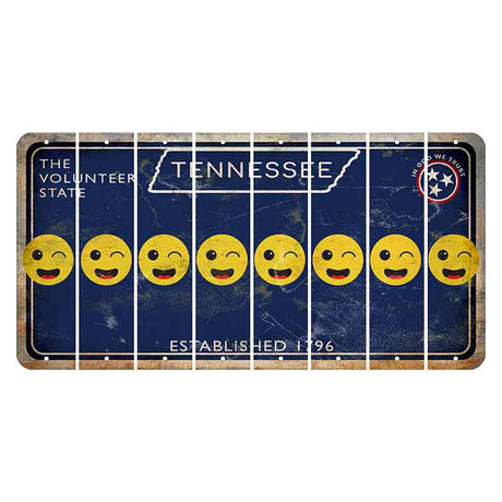 Tennessee Blue Cut License Plate Strips (Set of 8) Emoji - Winking