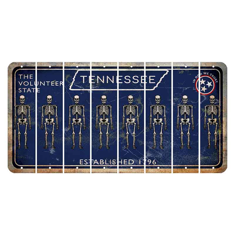 Tennessee Blue Cut License Plate Strips (Set of 8) Skeleton