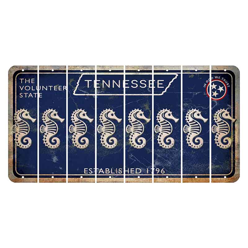 Tennessee Blue Cut License Plate Strips (Set of 8) Seahorse