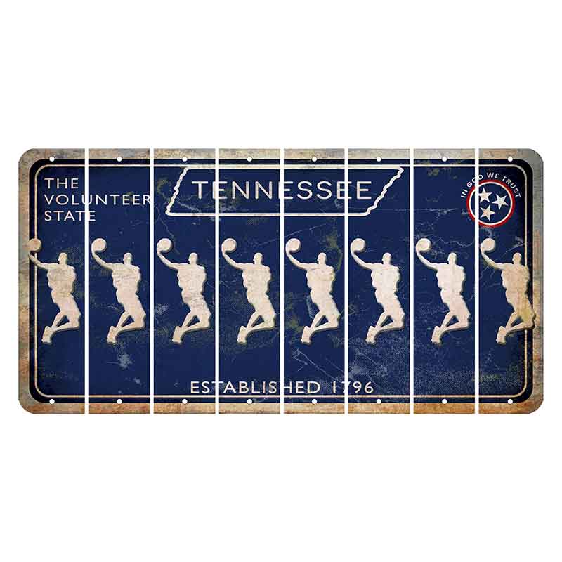 Tennessee Blue Cut License Plate Strips (Set of 8) Basketball Player