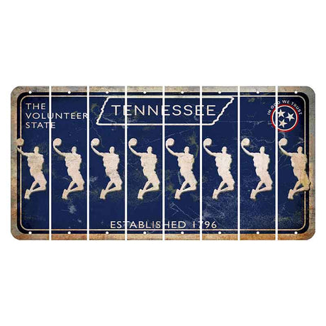 Tennessee Blue Cut License Plate Strips (Set of 8) Basketball Player