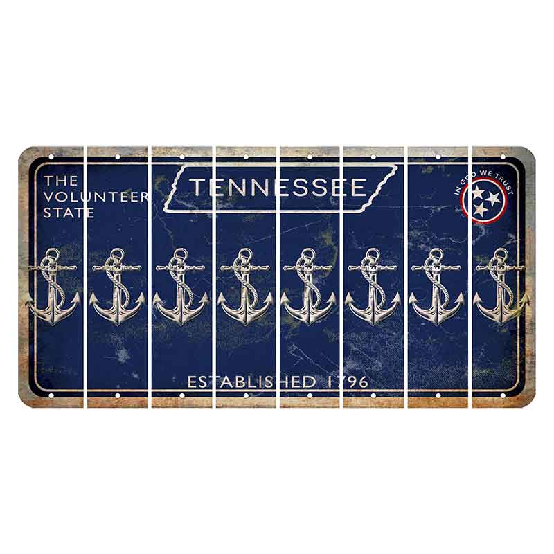 Tennessee Blue Cut License Plate Strips (Set of 8) Boat Anchor