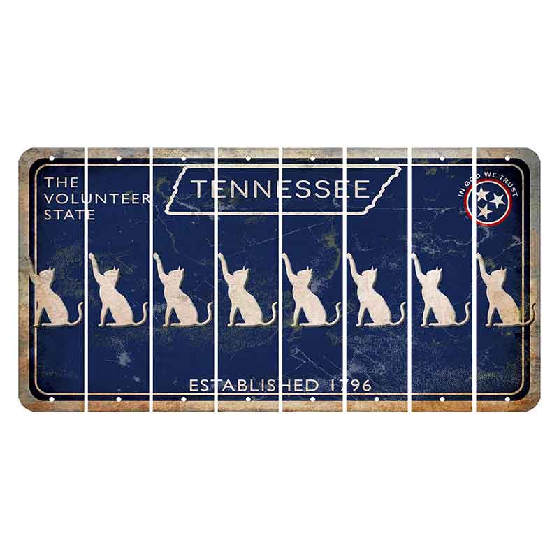 Tennessee Blue Cut License Plate Strips (Set of 8) Cat