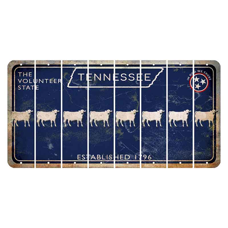 Tennessee Blue Cut License Plate Strips (Set of 8) Dairy Cow