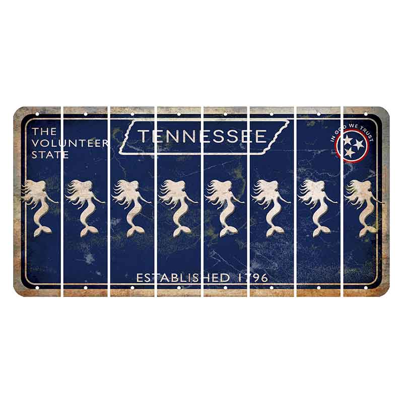 Tennessee Blue Cut License Plate Strips (Set of 8) Mermaid