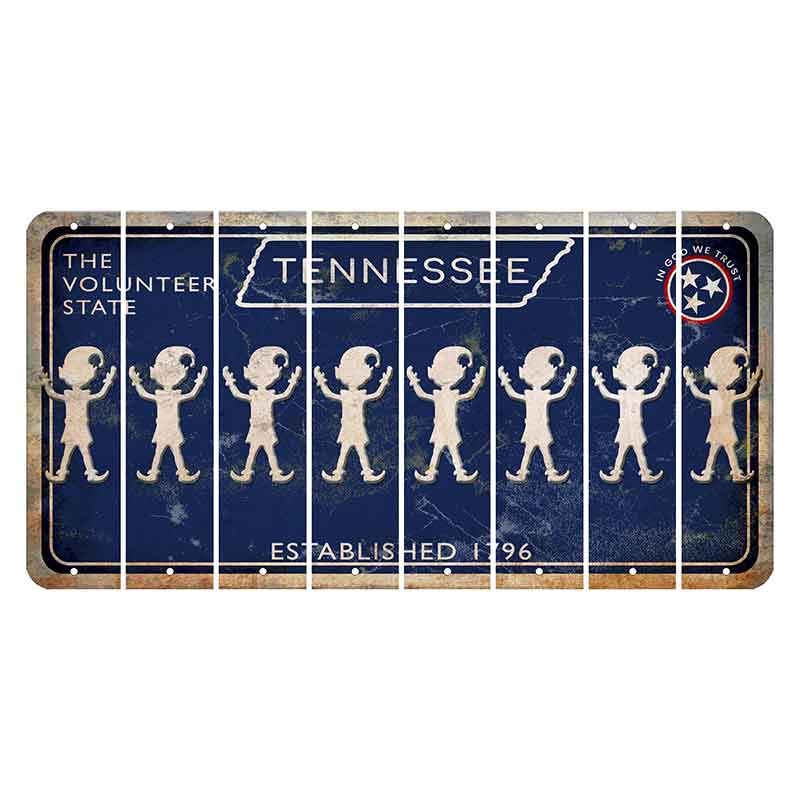 Tennessee Blue Cut License Plate Strips (Set of 8) Elf