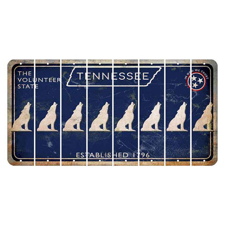 Tennessee Blue Cut License Plate Strips (Set of 8) Howling Wolf