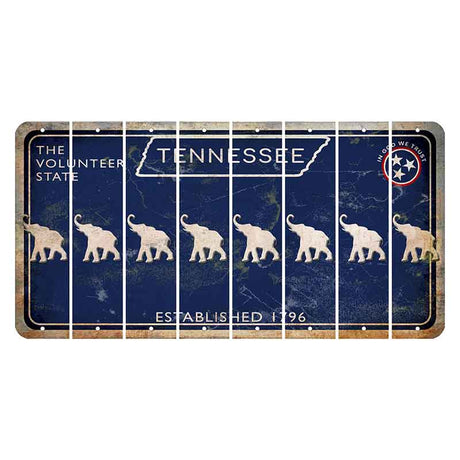 Tennessee Blue Cut License Plate Strips (Set of 8) Elephant