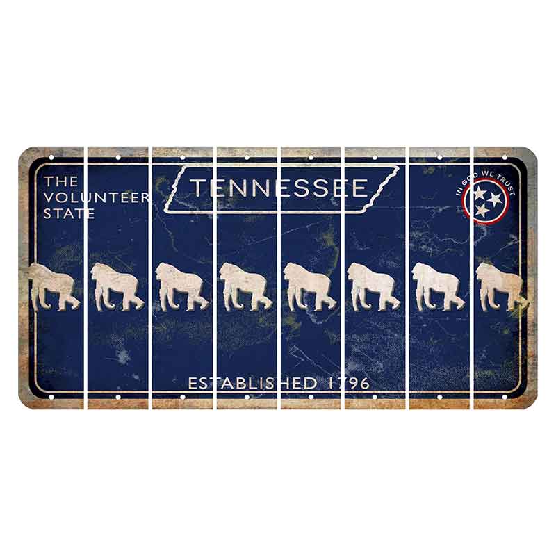 Tennessee Blue Cut License Plate Strips (Set of 8) Gorilla