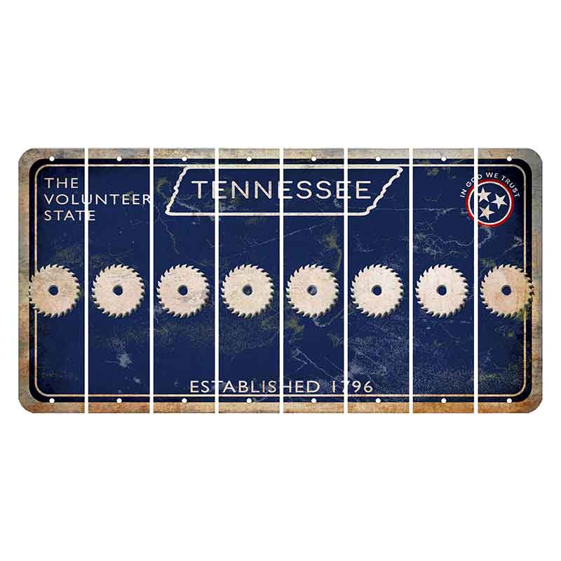 Tennessee Blue Cut License Plate Strips (Set of 8) Saw Blade