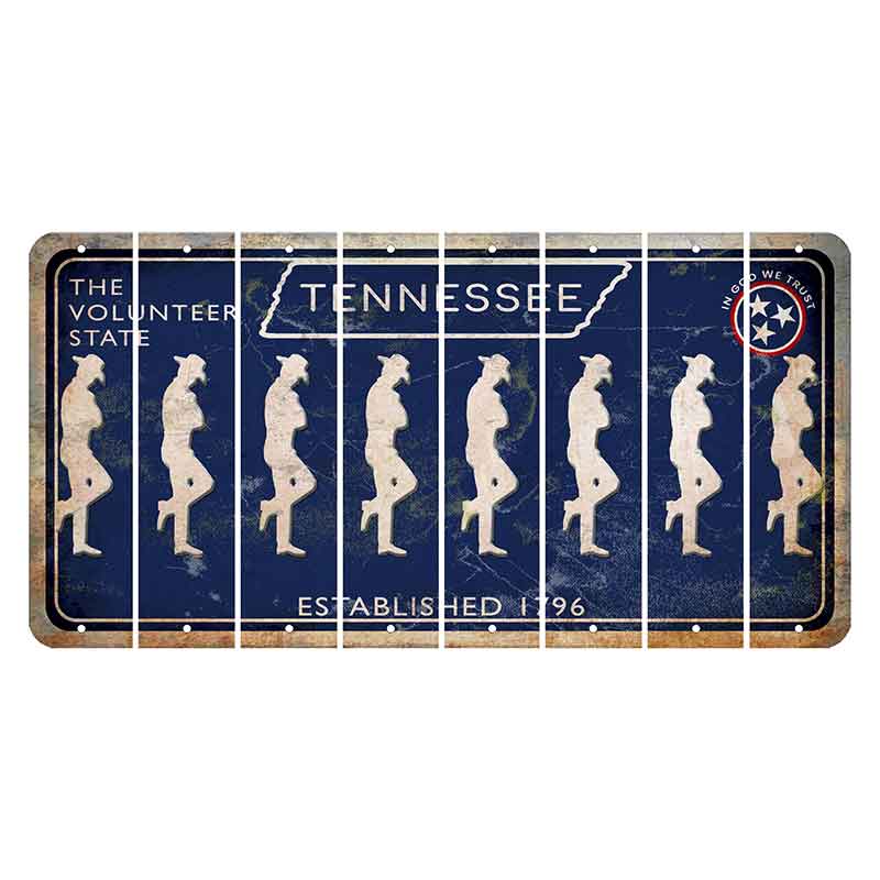 Tennessee Blue Cut License Plate Strips (Set of 8) Cowboy - Leaning