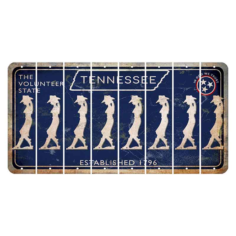 Tennessee Blue Cut License Plate Strips (Set of 8) Cowgirl - Leaning