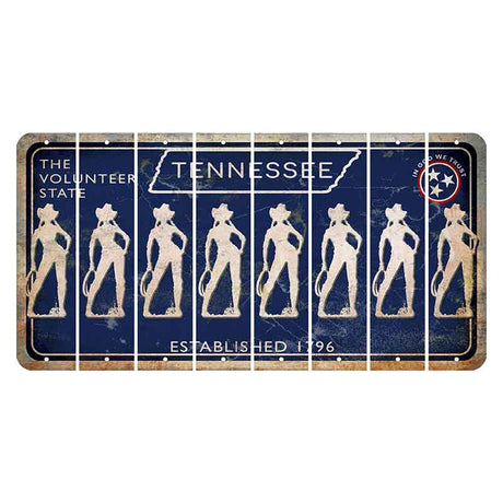 Tennessee Blue Cut License Plate Strips (Set of 8) Cowgirl