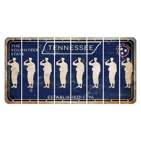 Tennessee Blue Cut License Plate Strips (Set of 8) Soldier - Saluting