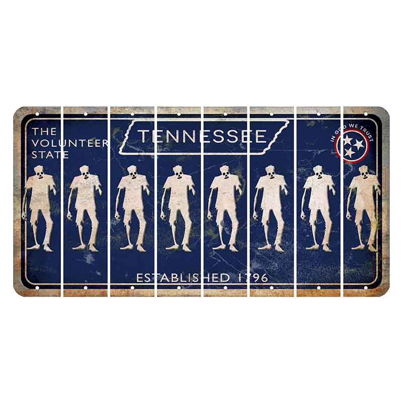 Tennessee Blue Cut License Plate Strips (Set of 8) Zombie