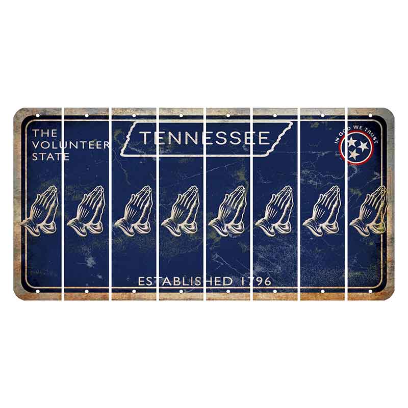 Tennessee Blue Cut License Plate Strips (Set of 8) Praying Hands