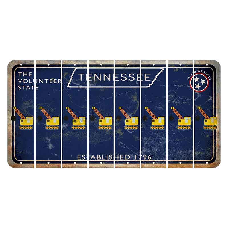 Tennessee Blue Cut License Plate Strips (Set of 8) Wrecking Ball Crane