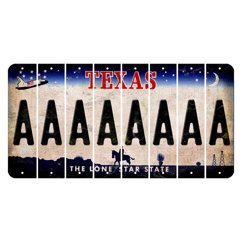 Texas Space Shuttle Cut License Plate Strips (Set of 8) A