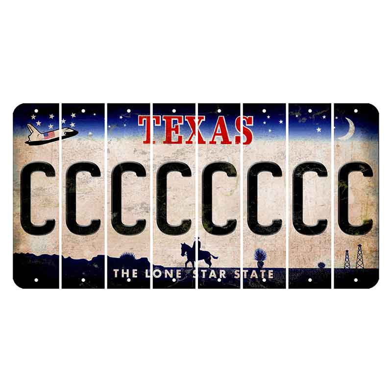 Texas Space Shuttle Cut License Plate Strips (Set of 8) C