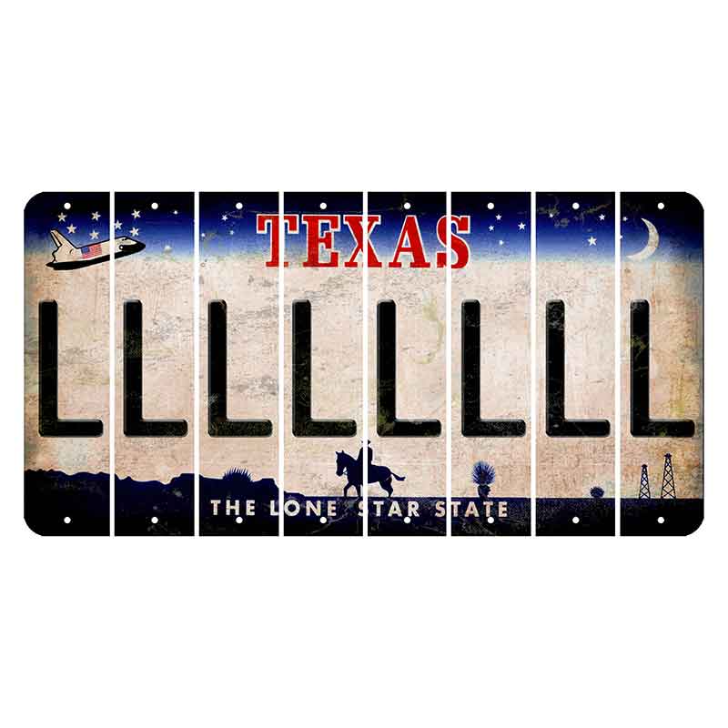 Texas Space Shuttle Cut License Plate Strips (Set of 8) L