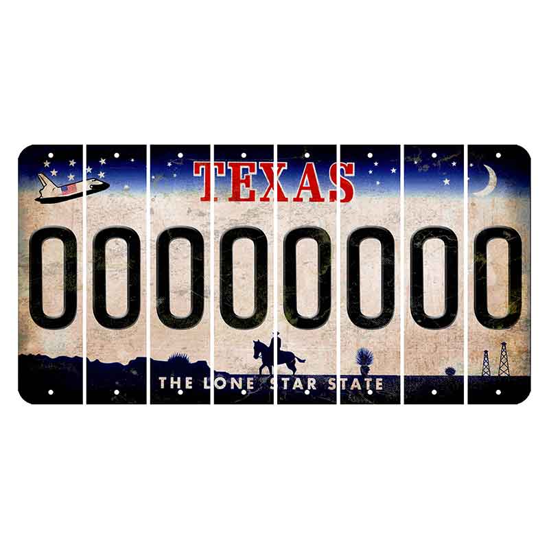 Texas Space Shuttle Cut License Plate Strips (Set of 8) O