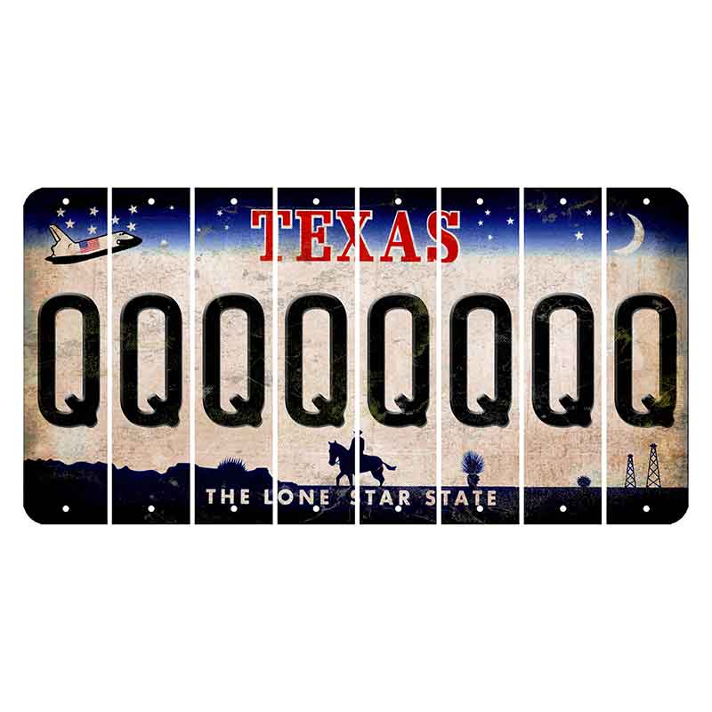 Texas Space Shuttle Cut License Plate Strips (Set of 8) Q