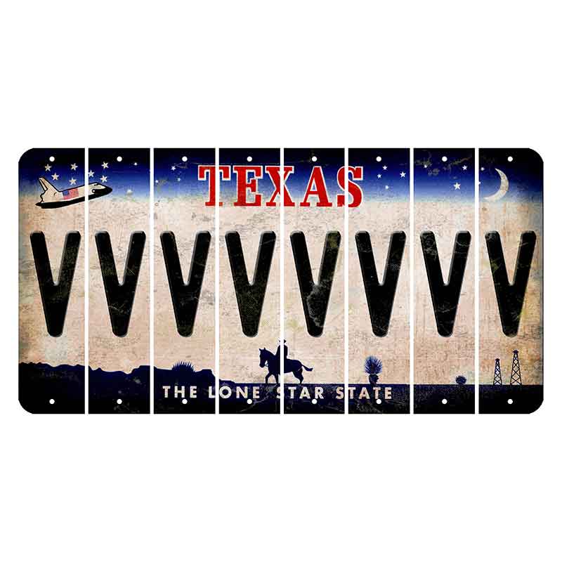 Texas Space Shuttle Cut License Plate Strips (Set of 8) V