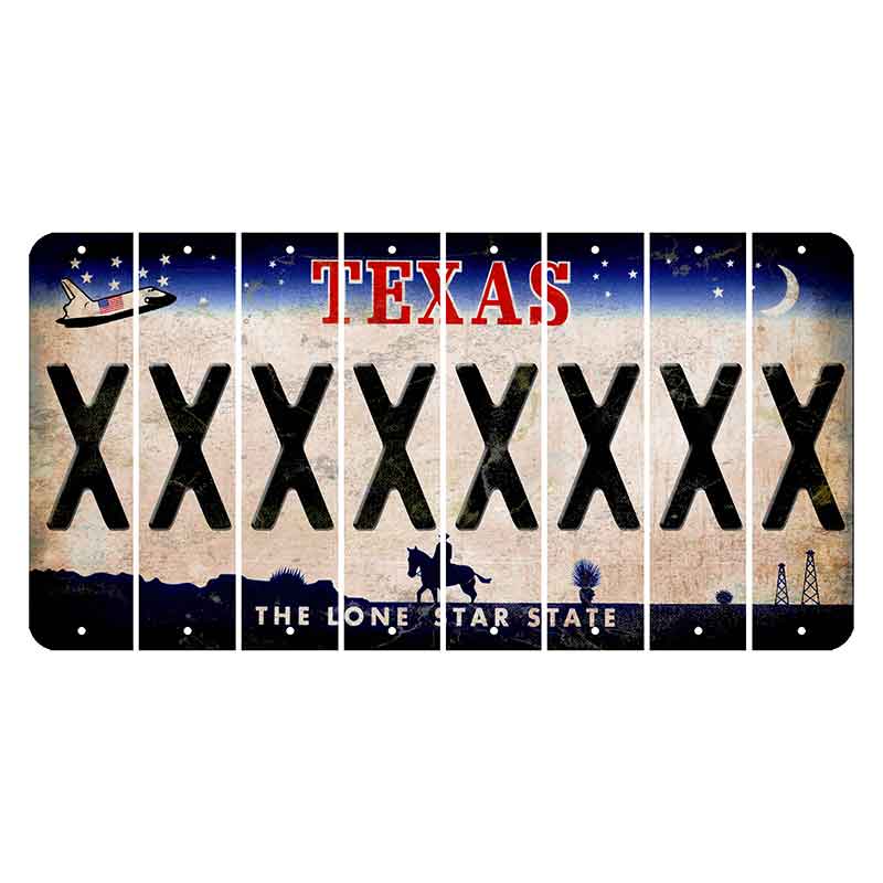 Texas Space Shuttle Cut License Plate Strips (Set of 8) X