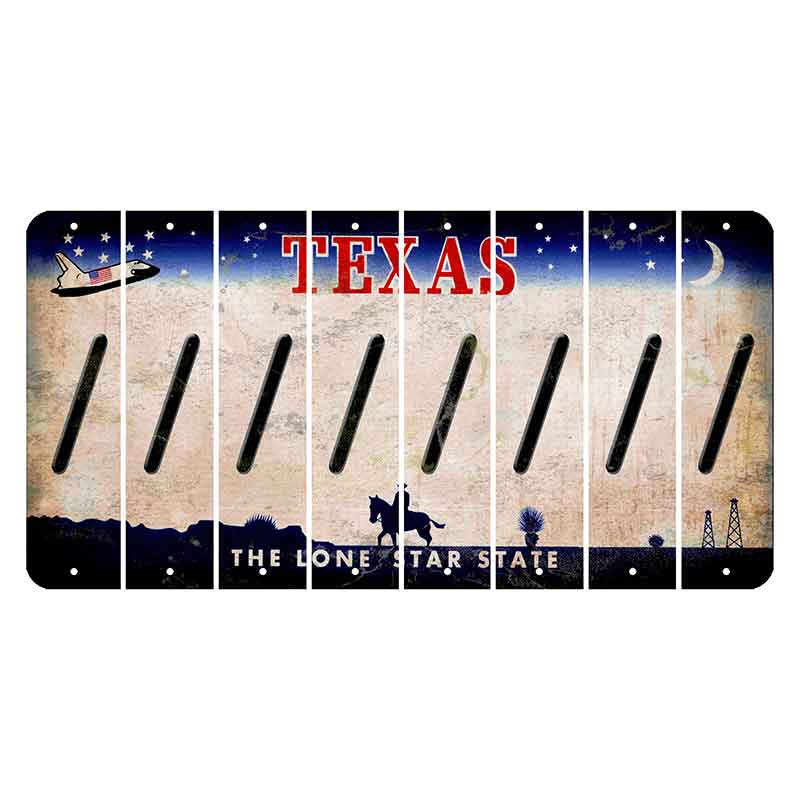 Texas Space Shuttle Cut License Plate Strips (Set of 8) Forward Slash