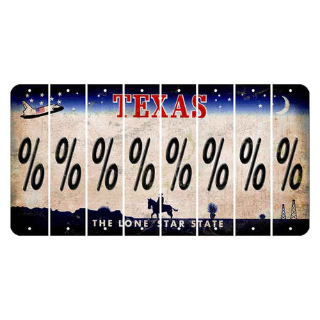 Texas Space Shuttle Cut License Plate Strips (Set of 8) Percent Sign