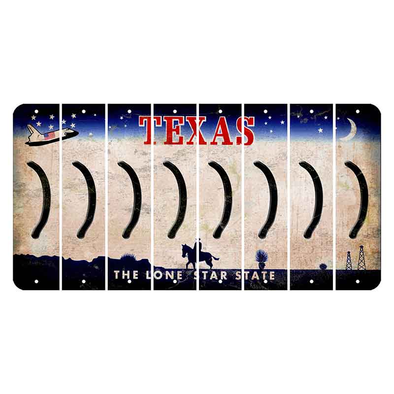 Texas Space Shuttle Cut License Plate Strips (Set of 8) Parenthesis - Right